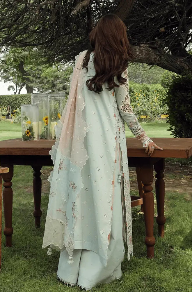 QALAMKAR - 3PC Lawn Chikankari Embroidered Shirt with Monar Embroidered Dupatta and Trouser - BFB0725
