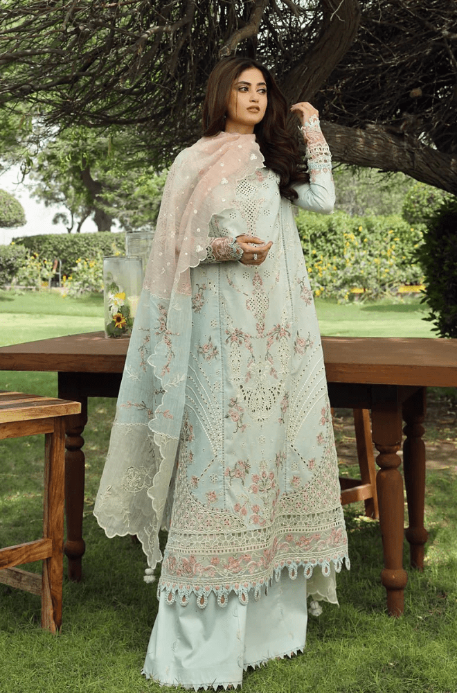 Summer 3PC Lawn Chikankari Embroidered Suit - BFB0725 - New Arrivals | BlueFery