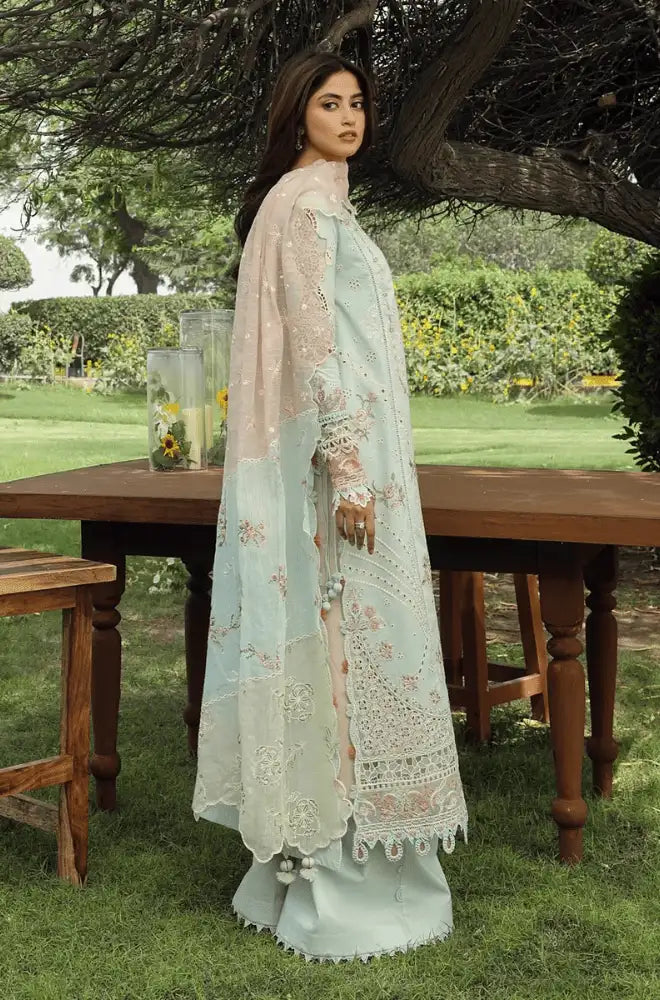 QALAMKAR - 3PC Lawn Chikankari Embroidered Shirt with Monar Embroidered Dupatta and Trouser - BFB0725