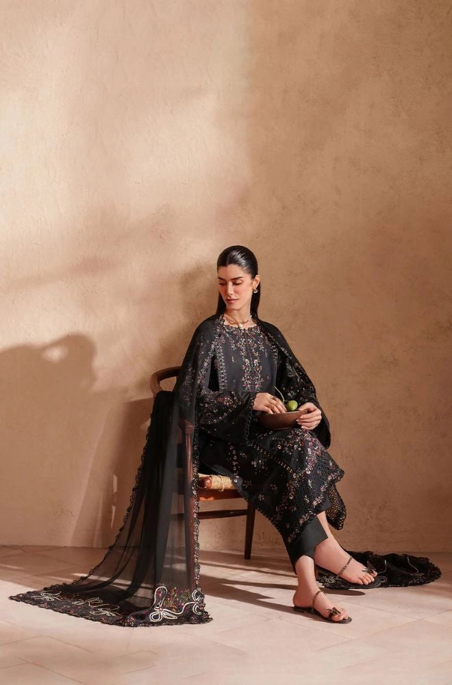 IZNIK - 3PC Lawn Chikankari Embroidered Shirt with Chiffon Embroidered Dupatta and Trouser - BFB0782