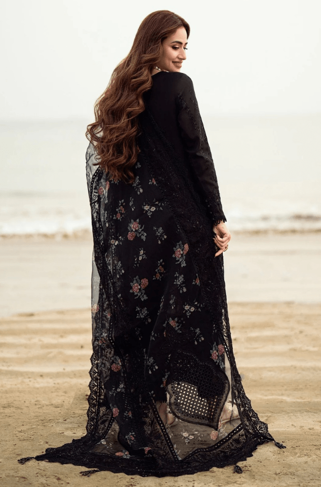 Summer 3PC Lawn Chikankari Embroidered with Sequence work Suit - BFU01120 - luxury | BlueFery