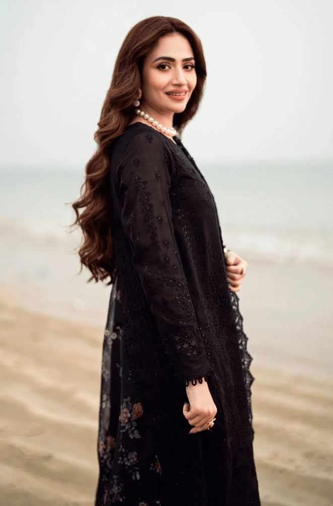 NUREH - 3PC Dhanak Chikankari Embroidered Shirt with Monar Printed Dupatta and Trouser - BFB0995
