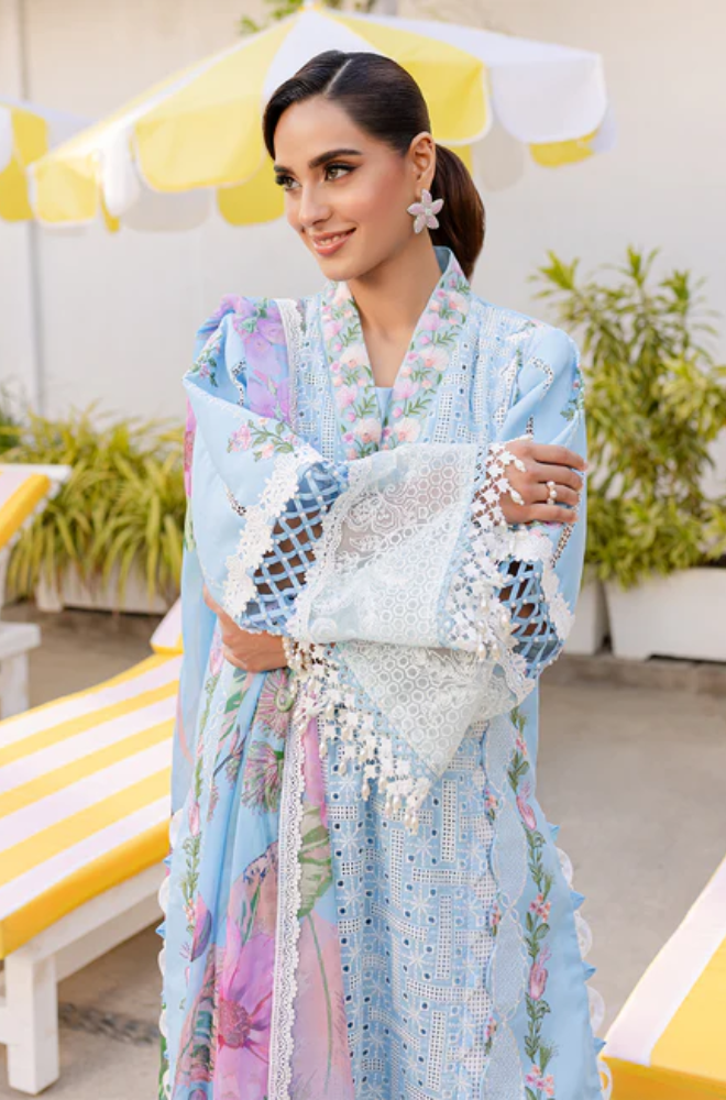 Summer 3PC Lawn Chikankri Embroidered Suit - BFB0649 - | BlueFery
