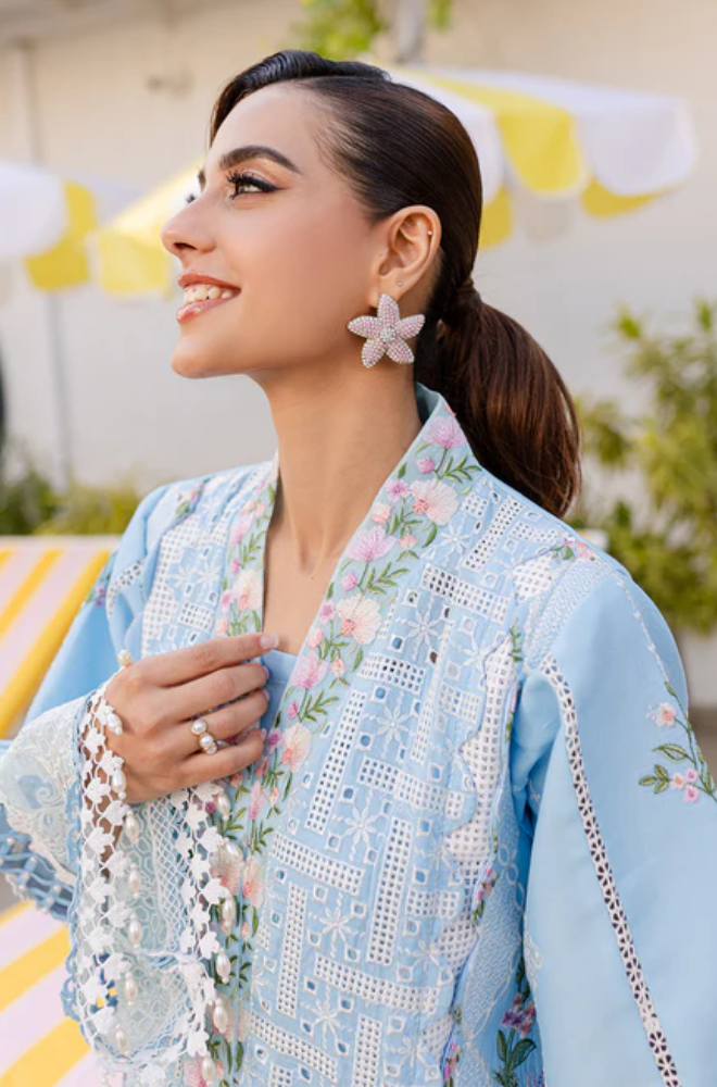 Summer 3PC Lawn Chikankri Embroidered Suit - BFB0649 - | BlueFery