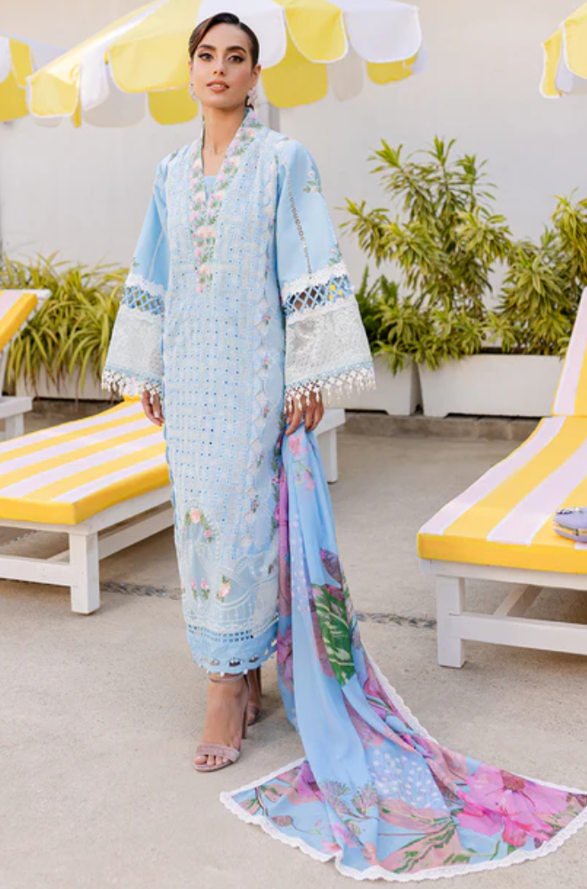 Summer 3PC Lawn Chikankri Embroidered Suit - BFB0649 - | BlueFery