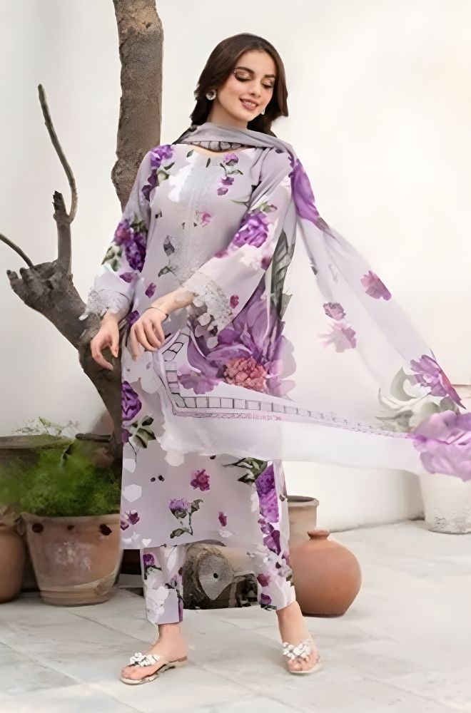 Summer 3PC Lawn Digital Printed Dress - BFB0713 - Unstitched | BlueFery