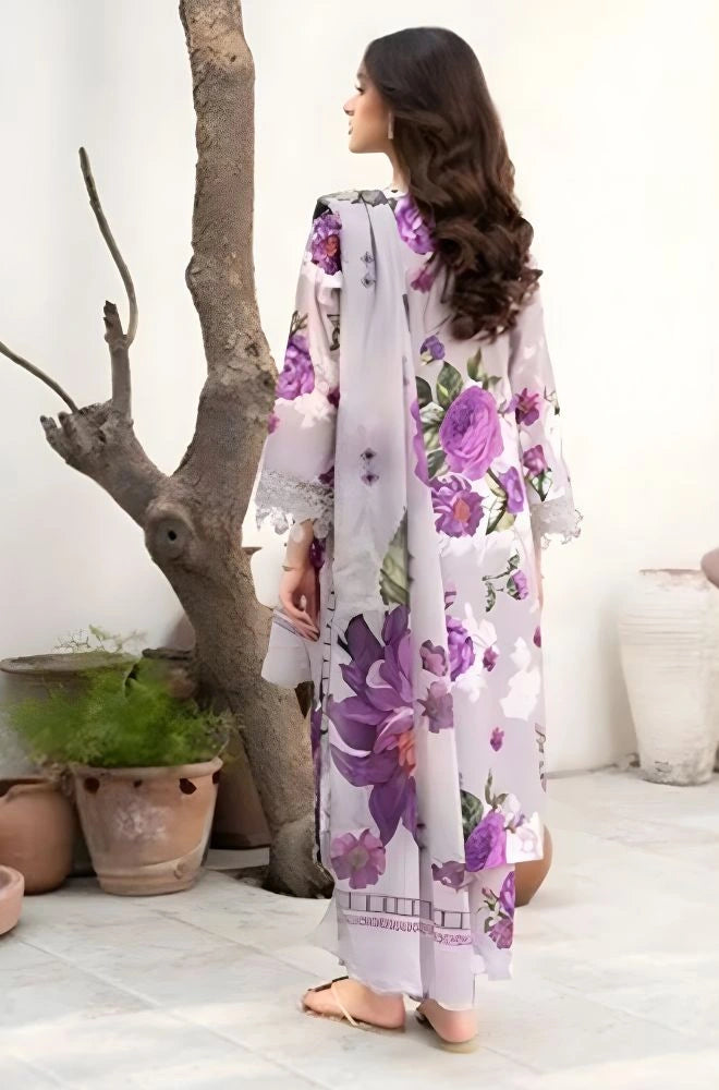 BAROQUE - 3PC Lawn Digital Printed Shirt with Lawn Printed Dupatta and Trouser - BFB0713