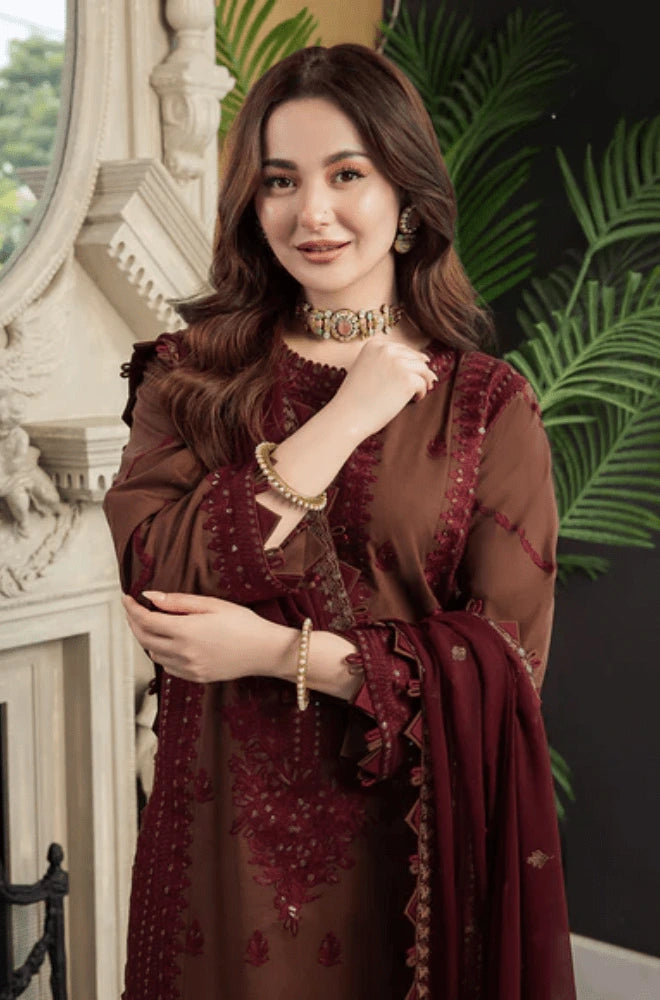 ASIM JOFA - 3PC Dhanak Embroidered Shirt with Dhanak Embroidered Dupatta and Trouser - BFB0988