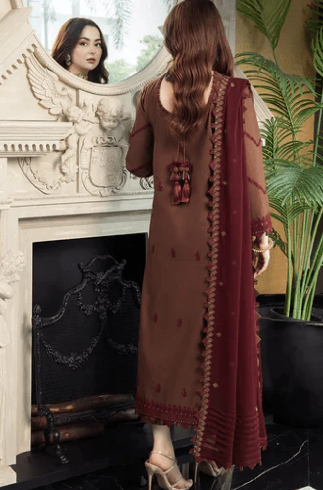 ASIM JOFA - 3PC Dhanak Embroidered Shirt with Dhanak Embroidered Dupatta and Trouser - BFB0988