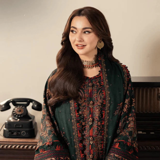 ASIM JOFA - 3PC Embroidered Dhanak Shirt with Dhanak Embroidered Dupatta and Trouser - BFB01023
