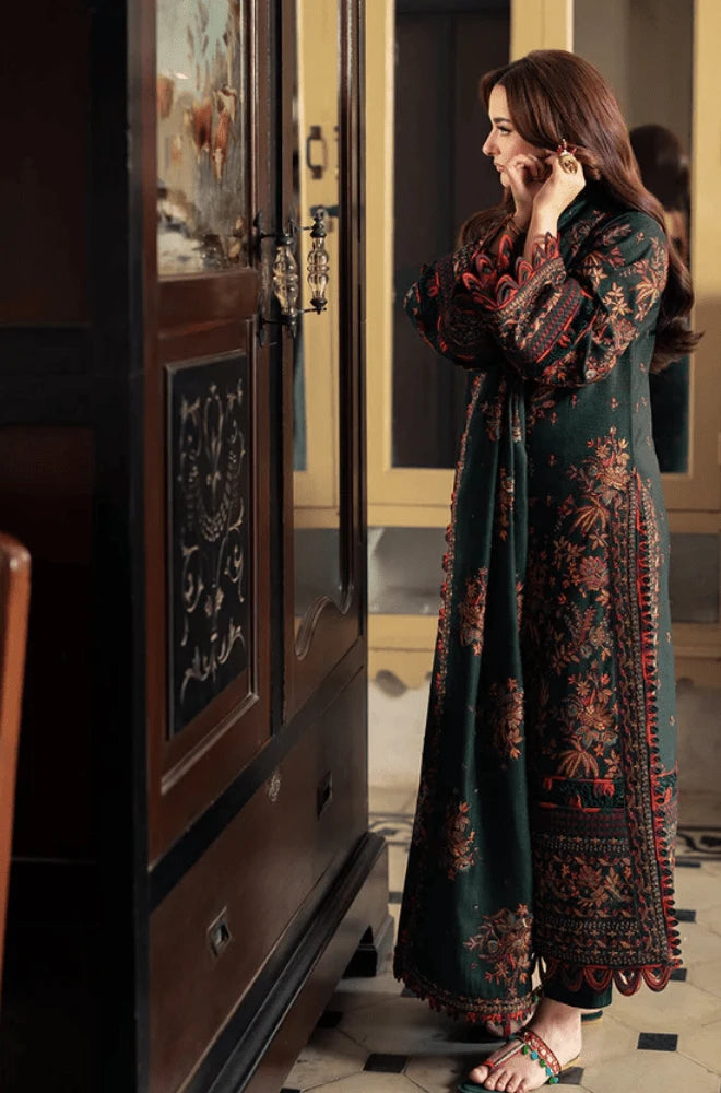 ASIM JOFA - 3PC Embroidered Dhanak Shirt with Dhanak Embroidered Dupatta and Trouser - BFB01023
