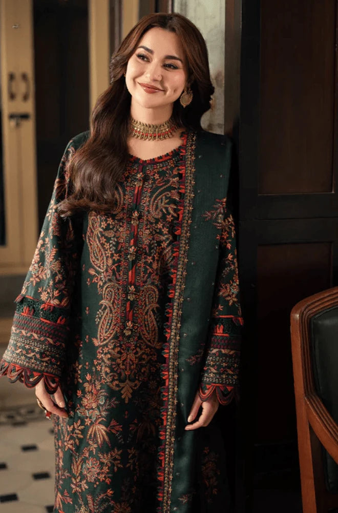 ASIM JOFA - 3PC Embroidered Dhanak Shirt with Dhanak Embroidered Dupatta and Trouser - BFB01023