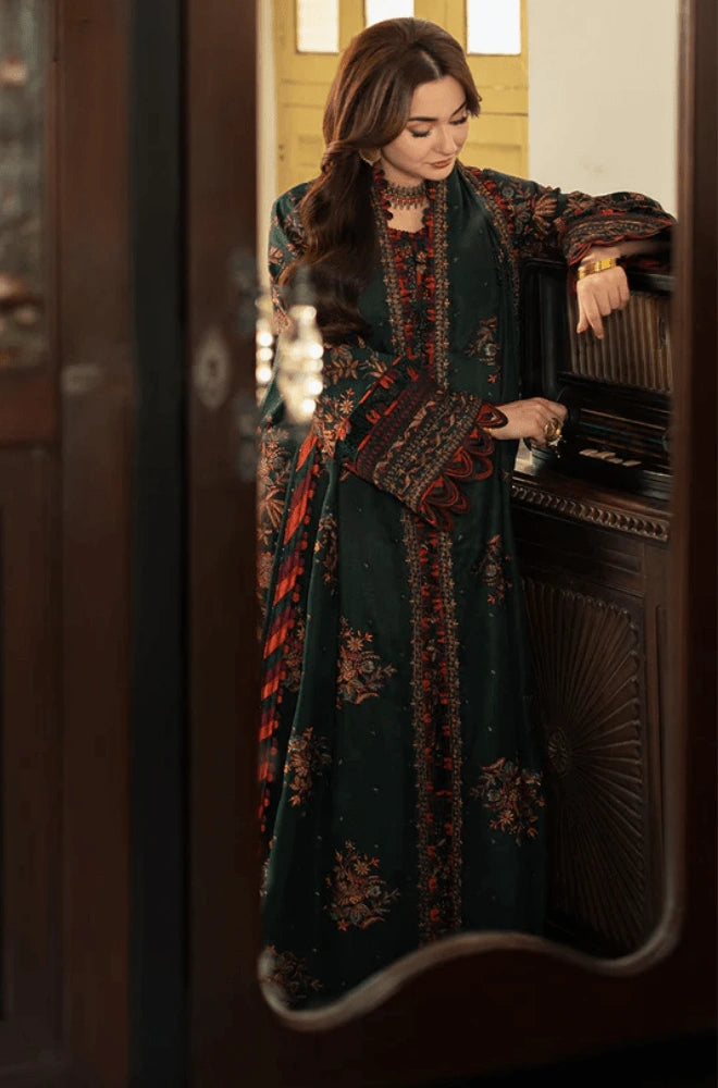 ASIM JOFA - 3PC Embroidered Dhanak Shirt with Dhanak Embroidered Dupatta and Trouser - BFB01023