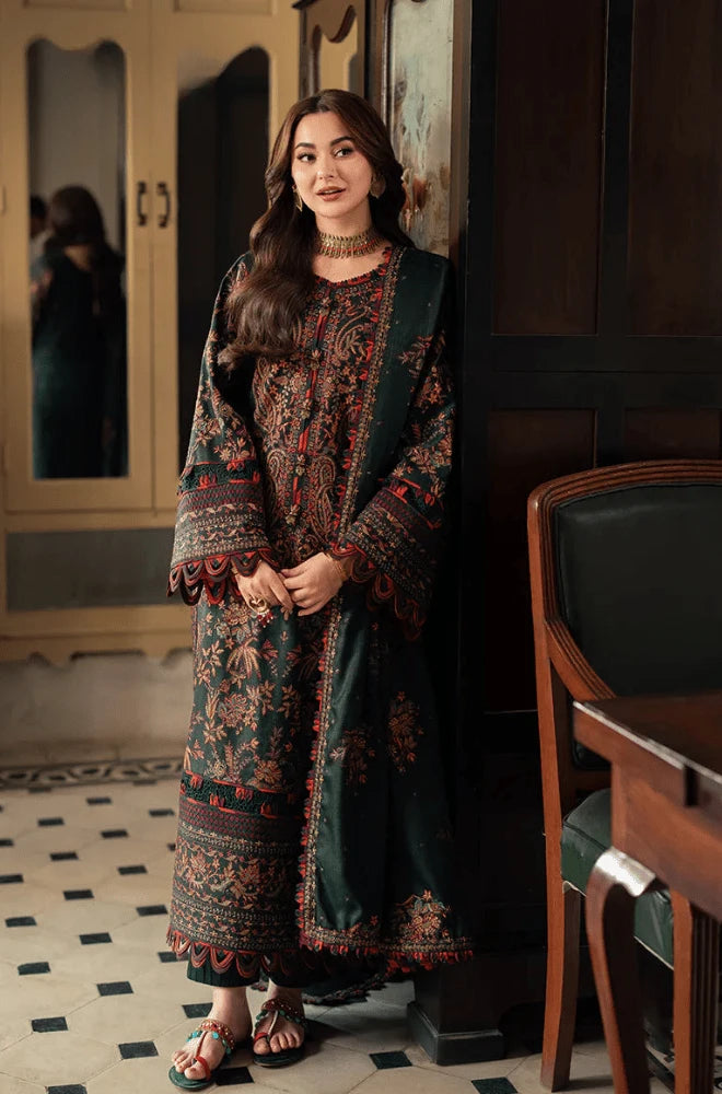 ASIM JOFA - 3PC Embroidered Dhanak Shirt with Dhanak Embroidered Dupatta and Trouser - BFB01023