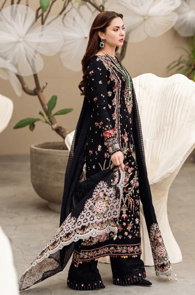 QALAMKAR - 3PC Dhanak Embroidered Shirt with Dhanak Embroidered Dupatta and Trouser - BFA0007