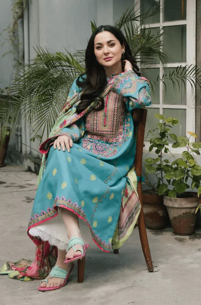 Zara Shahjahan - 3PC Dhanak Embroiderd Shirt With Chiffon Printed Dupatta and Trouser - BFB01058