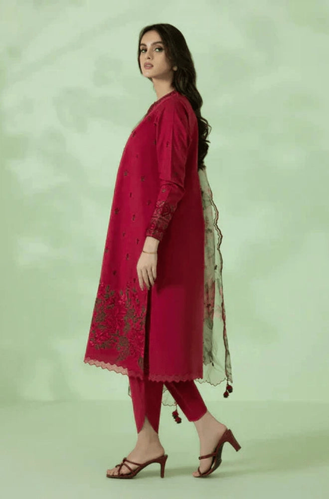SAPPHIRE - 3PC Lawn Embroidered Shirt with Organza Printed Dupatta and Trouser - BFB0094