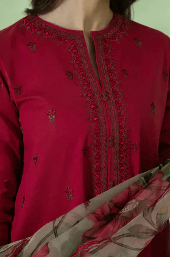 SAPPHIRE - 3PC Lawn Embroidered Shirt with Organza Printed Dupatta and Trouser - BFB0094