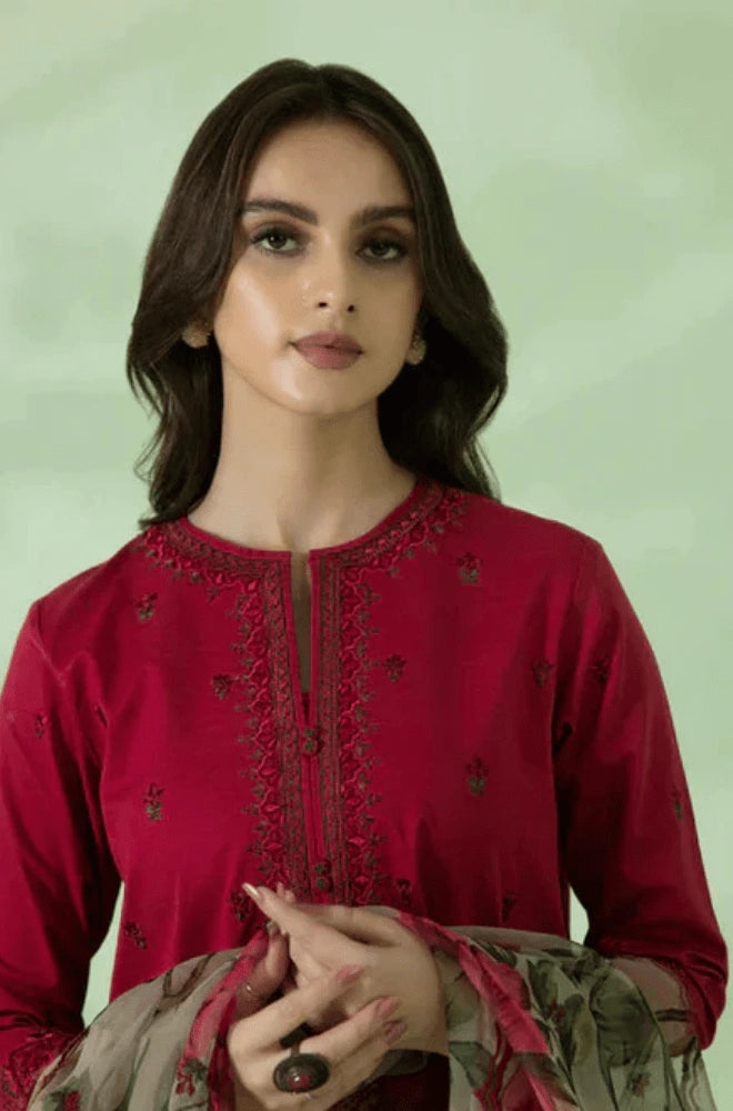 SAPPHIRE - 3PC Lawn Embroidered Shirt with Organza Printed Dupatta and Trouser - BFB0094