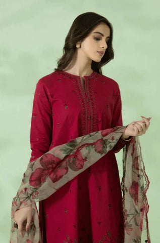 SAPPHIRE - 3PC Lawn Embroidered Shirt with Organza Printed Dupatta and Trouser - BFB0094