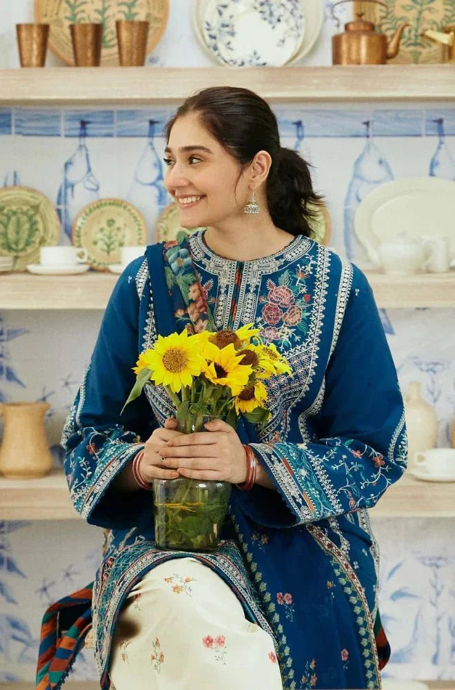 COCO BY ZARA SHAHJAHAN - 3PC Lawn Embroidered Shirt with Lawn Printed Dupatta and Trouser - BFB0126