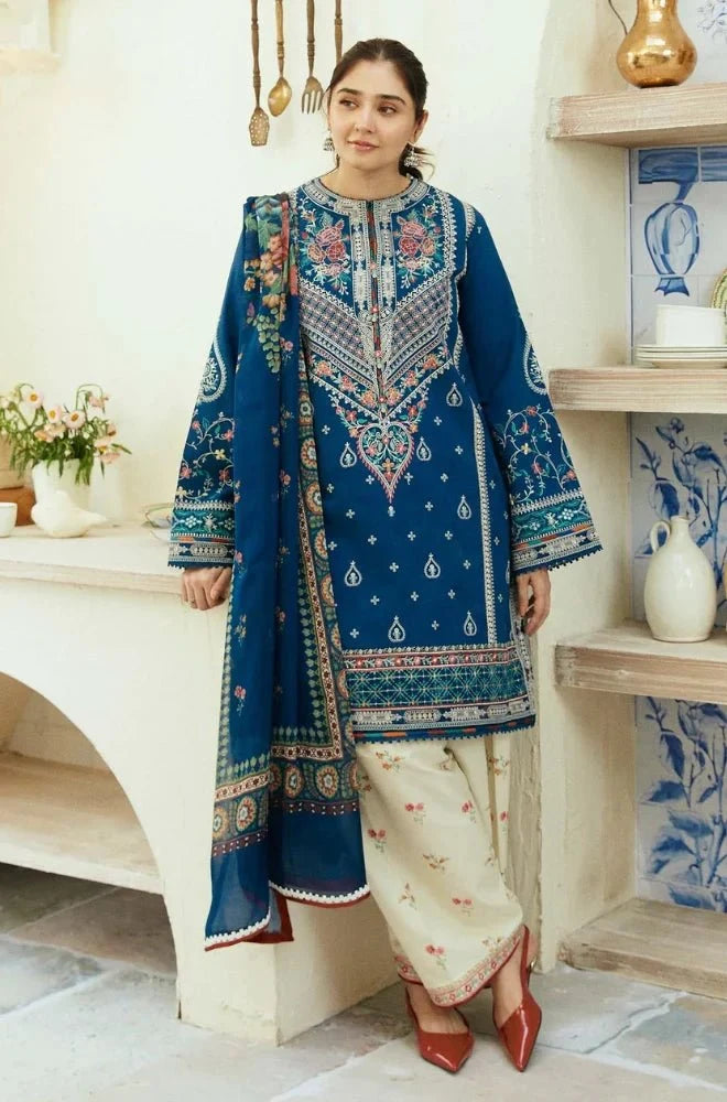 COCO BY ZARA SHAHJAHAN - 3PC Lawn Embroidered Shirt with Lawn Printed Dupatta and Trouser - BFB0126