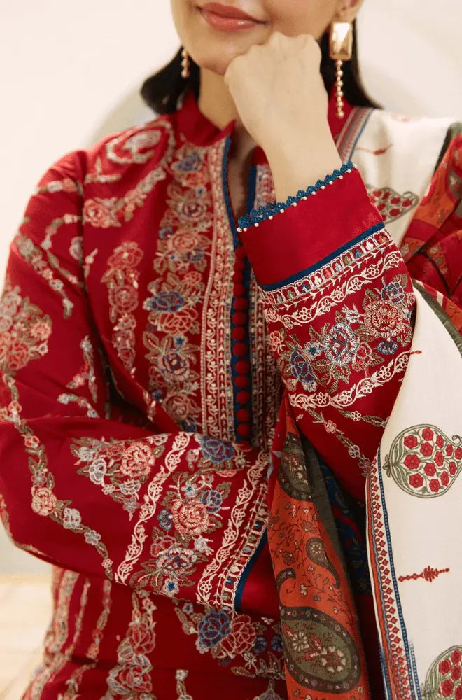 Coco by Zara Shahjahan - 3PC Dhanak Embroidered Shirt with Dhanak Embroidered Shawl and Trouser - BFB0849