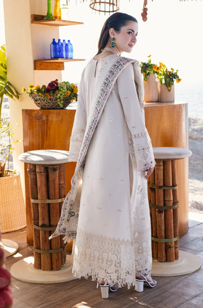 QALAMKAR - 3PC Lawn Chikankari Embroidered Shirt with Khadi Net Embroidered Dupatta and Trouser - BFB0234