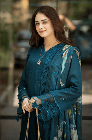 Summer 3PC Lawn Embroidered Suit - BFB0243 - New Arrivals | BlueFery