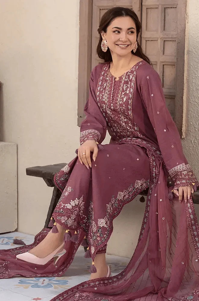 ALLYS - 3PC Lawn Embroidered Shirt with Lawn Embroidered Dupatta and Trouser - BFB02900