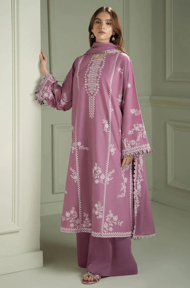 Cross Stitch - 3PC Dhanak Embroidered Shirt With Dhanak Embroidered Dupatta and Trouser - BFB01073