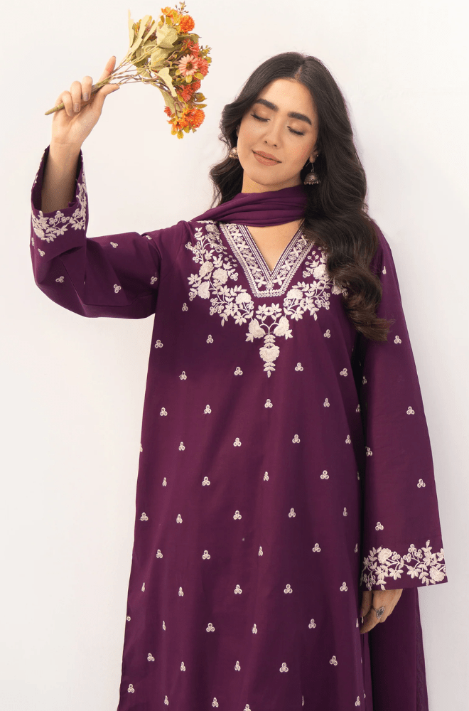 Summer 3PC Lawn Embroidered Suit - BFB04240 - | BlueFery