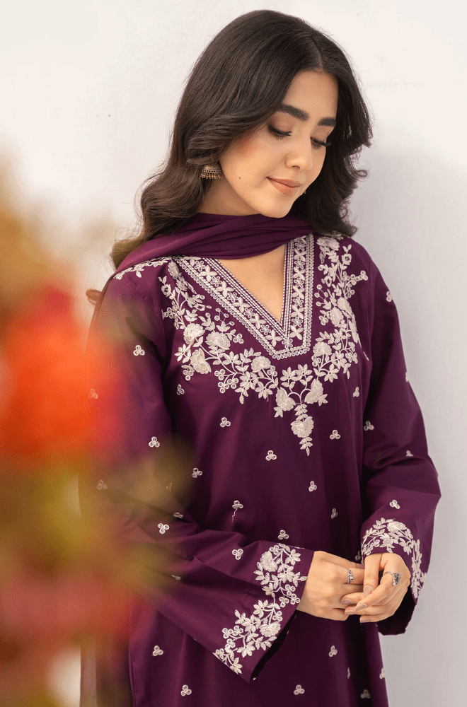 Summer 3PC Lawn Embroidered Suit - BFB04240 - | BlueFery