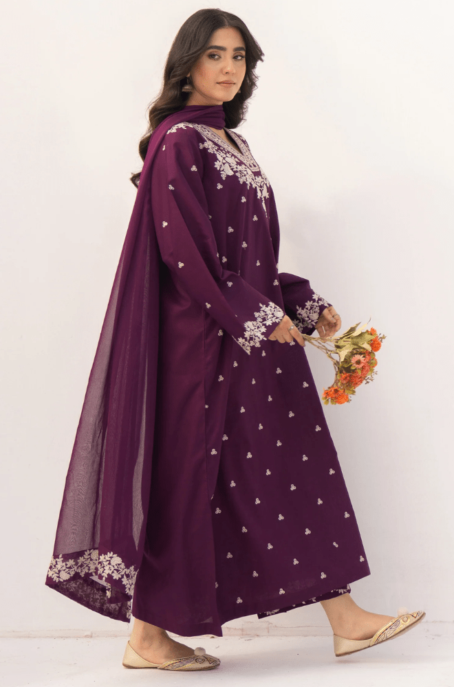 Summer 3PC Lawn Embroidered Suit - BFB04240 - | BlueFery