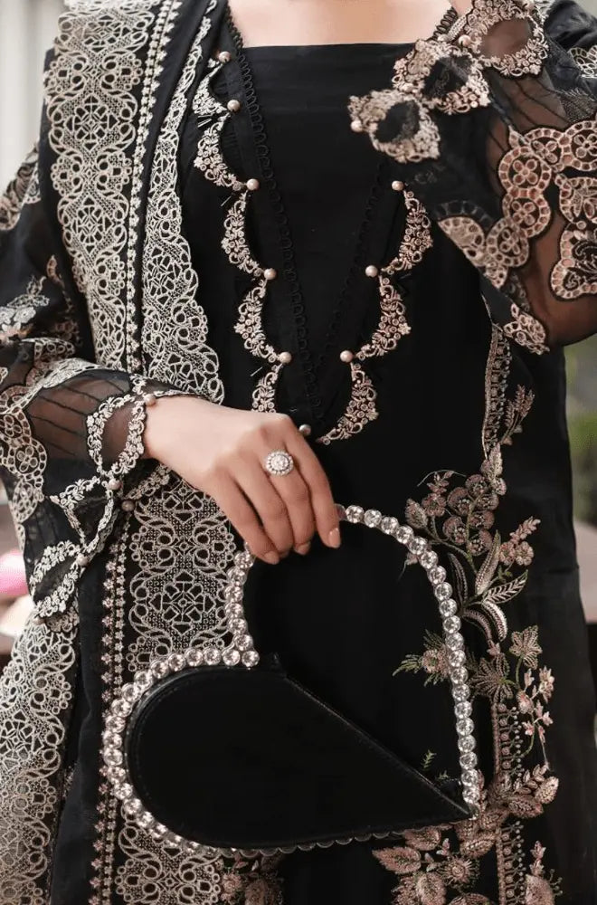 Kahf - 3PC Dhanak Embroidered Shirt With Chiffon Embroidered Dupatta and Trouser - BFB01087