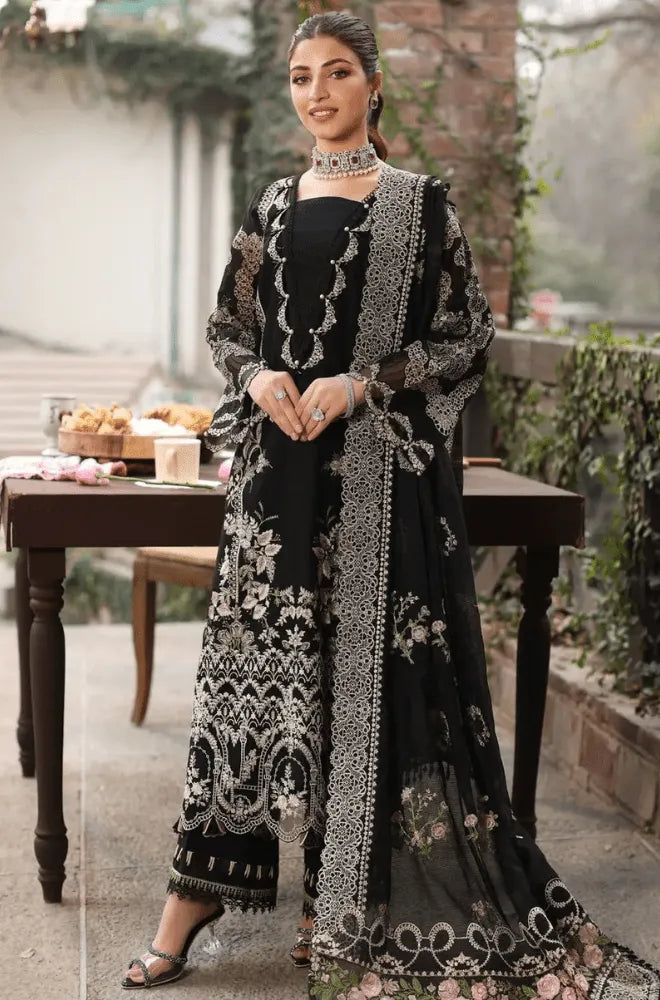 Kahf - 3PC Dhanak Embroidered Shirt With Chiffon Embroidered Dupatta and Trouser - BFB01087
