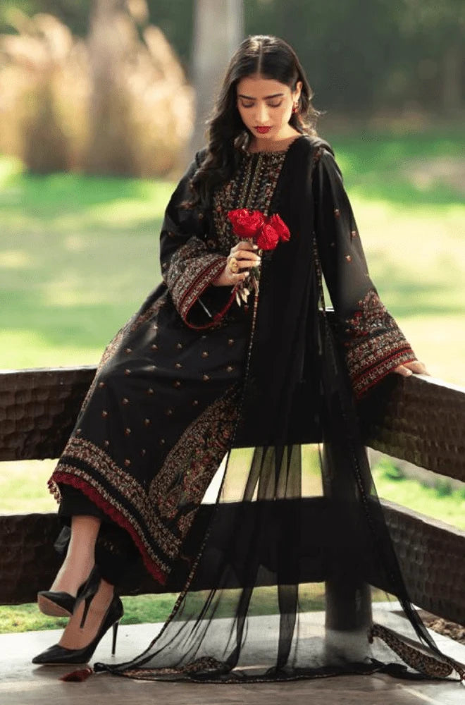 Zara Shahjahan - 3PC Dhanak Embroidered Shirt With Dhanak Embroidered Dupatta and Trouser - BFB01086