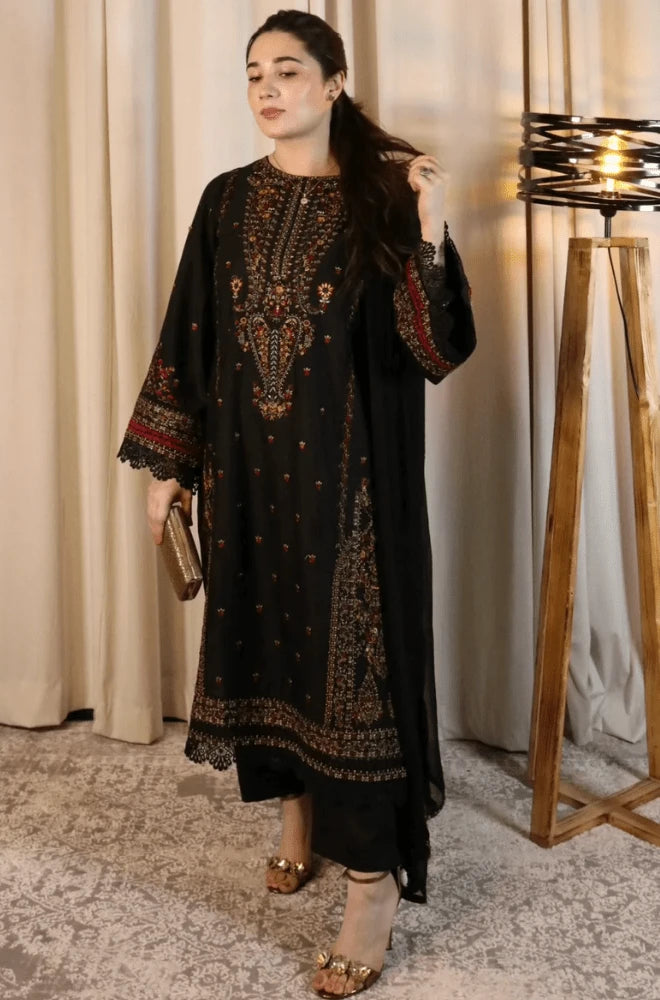 Zara Shahjahan - 3PC Dhanak Embroidered Shirt With Dhanak Embroidered Dupatta and Trouser - BFB01086