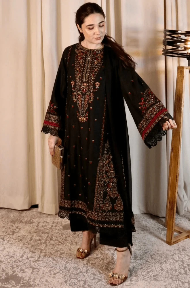 Zara Shahjahan - 3PC Dhanak Embroidered Shirt With Dhanak Embroidered Dupatta and Trouser - BFB01086