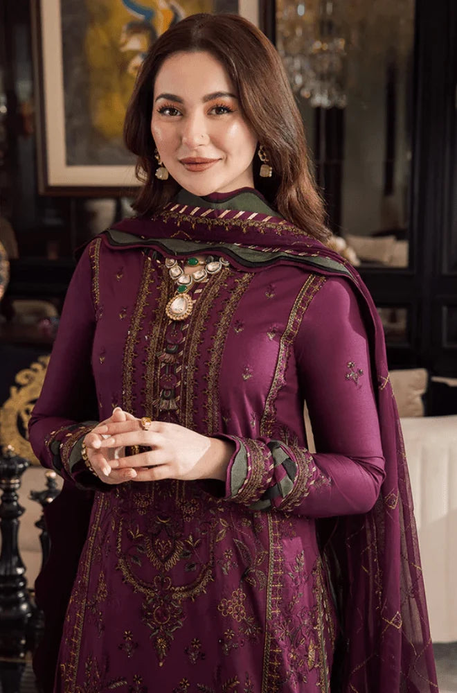Asim Jofa - 3PC Dhanak Embroidered Shirt With Wool Printed Dupatta and Trouser - BFB01089