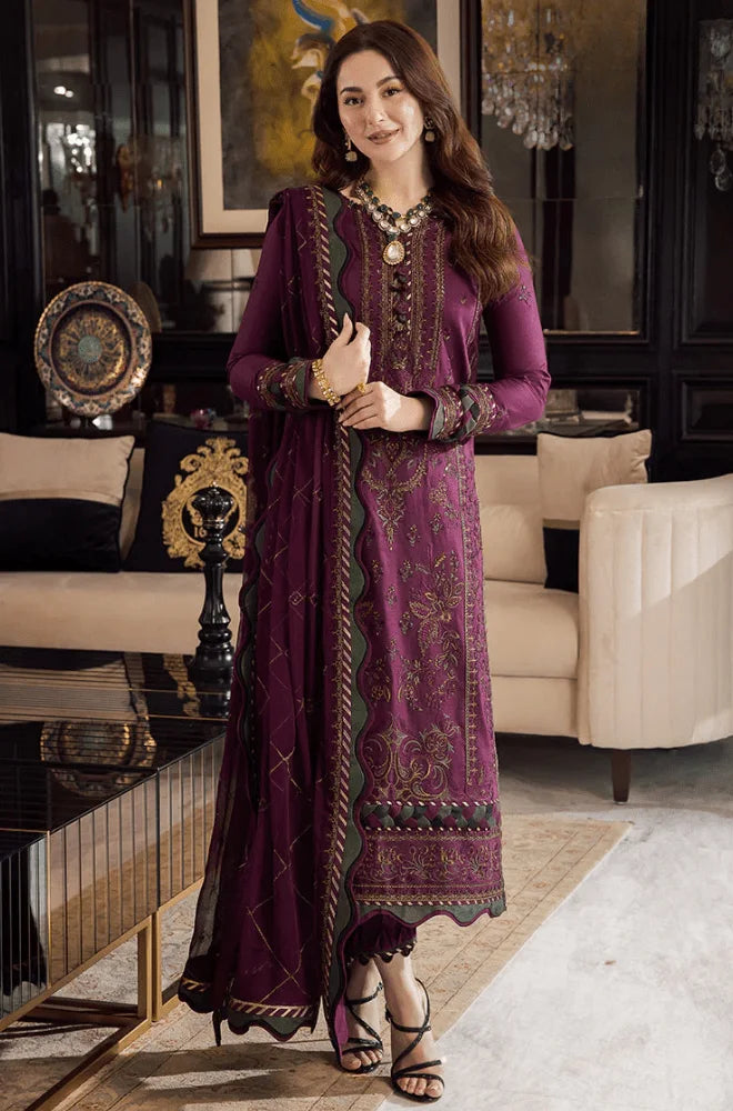 Asim Jofa - 3PC Dhanak Embroidered Shirt With Wool Printed Dupatta and Trouser - BFB01089