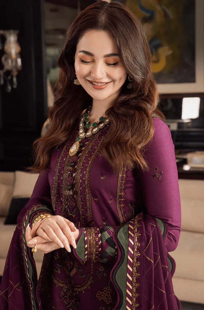Asim Jofa - 3PC Dhanak Embroidered Shirt With Wool Printed Dupatta and Trouser - BFB01089