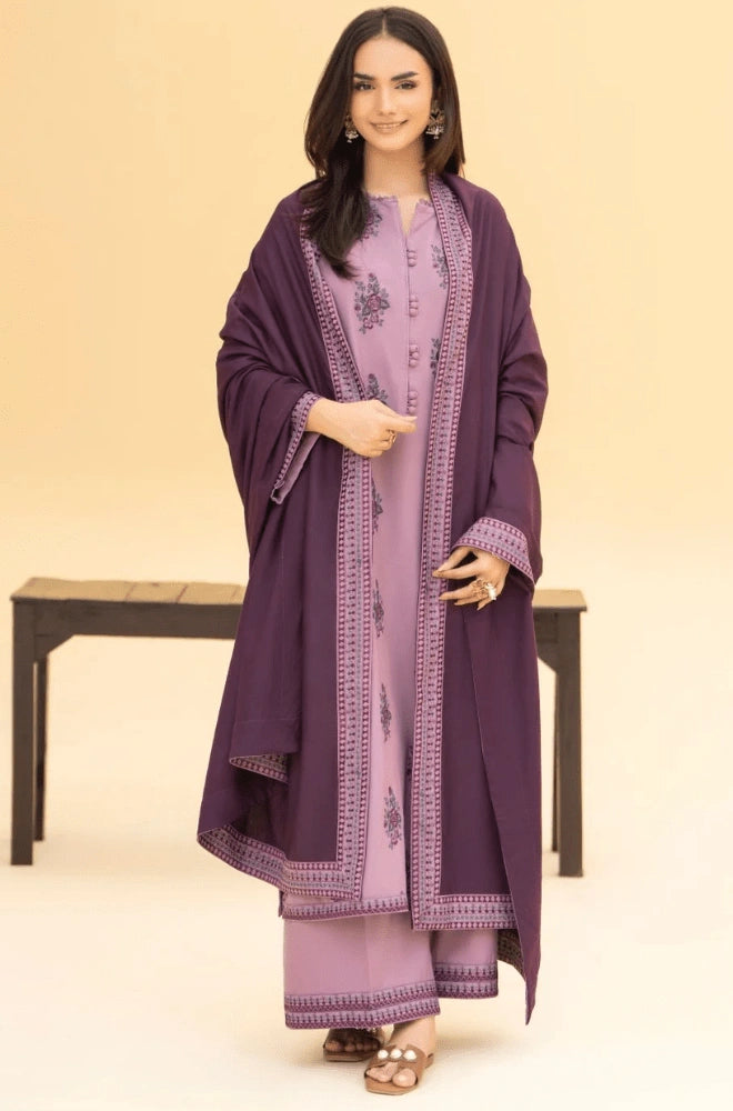 Lazuli - 3PC Dhanak Embroidered Shirt With Dhanak Embroidered Dupatta and Trouser - BFB0996