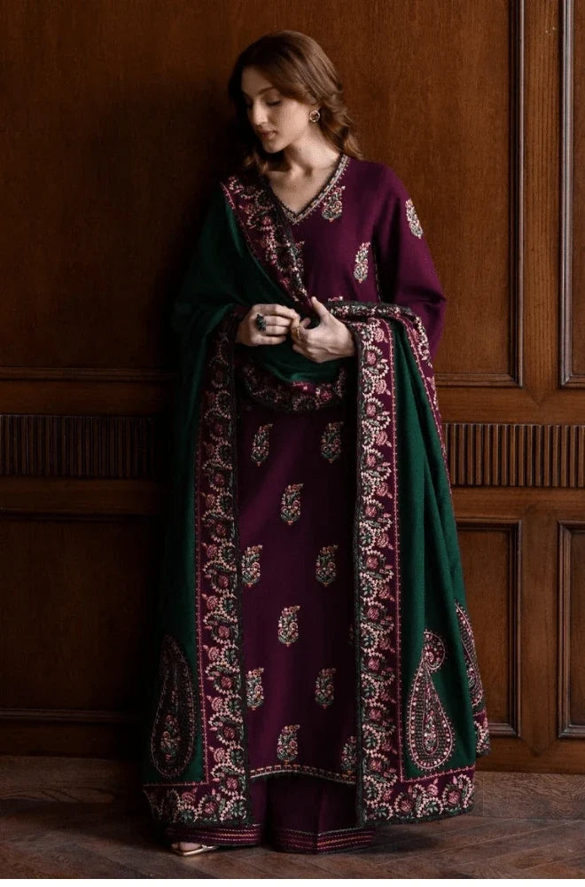 BATIK - 3PC Dhanak Embroidered Shirt with Dhanak Embroidered Dupatta and Trouser - BFB01163