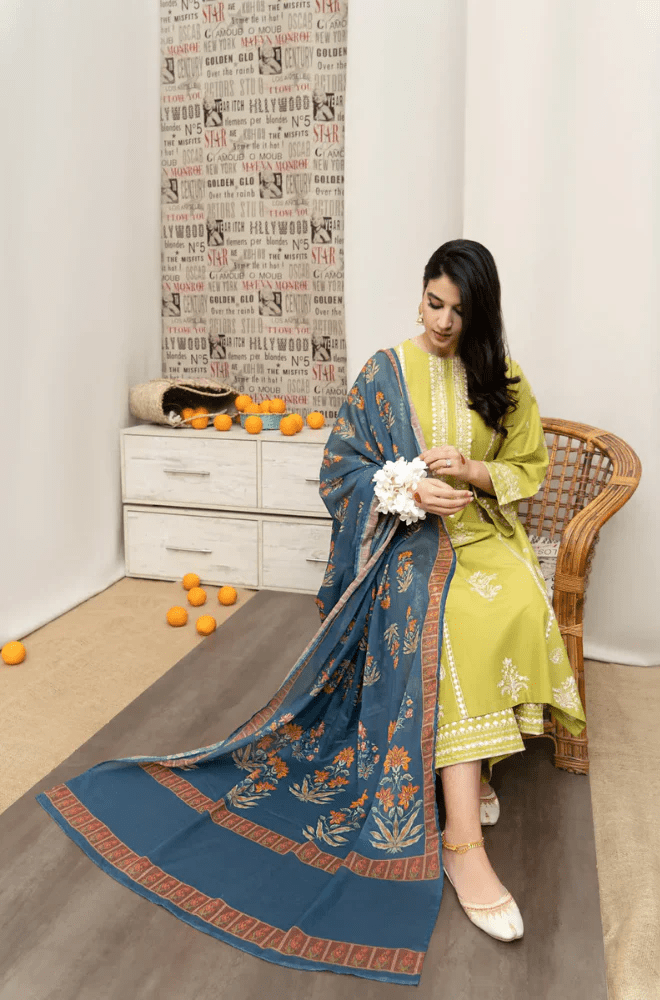 Summer 3PC Lawn Embroidered Suit - BFB0595 - | BlueFery