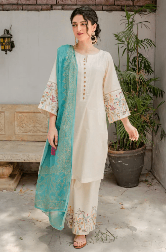 Summer 3PC Lawn Embroidered Suit - BFB0598 - | BlueFery