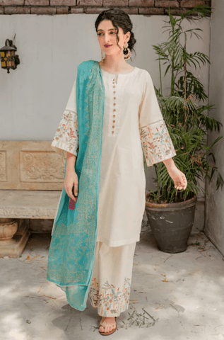 Summer 3PC Lawn Embroidered Suit - BFB0598 - | BlueFery