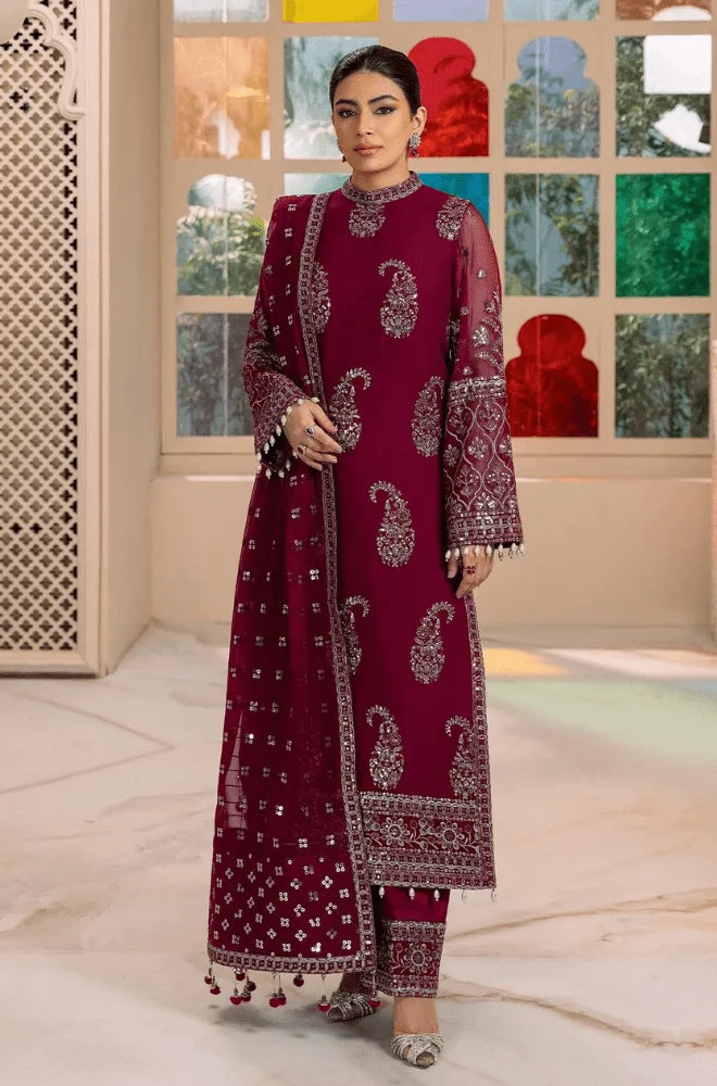 ALIZEY - 3PC Lawn Embroidered Shirt with Chiffon Embroidered Dupatta and Trouser - BFB0617