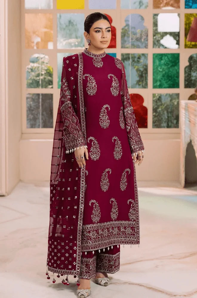 ALIZEY - 3PC Lawn Embroidered Shirt with Chiffon Embroidered Dupatta and Trouser - BFB0617