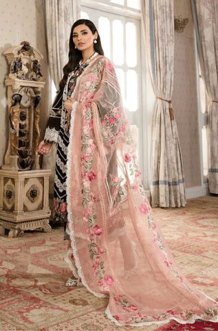 CRIMSON - 3PC Lawn Embroidered Shirt with Chiffon Embroidered Dupatta and Trouser - BFB0618